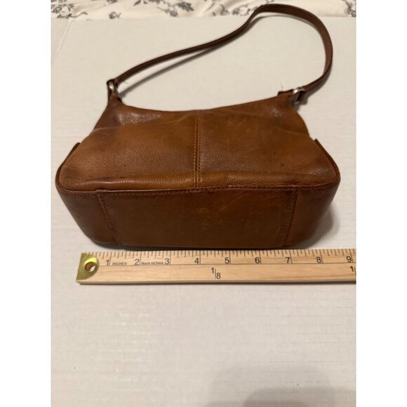 Fossil Tan Genuine Leather Shoulder Hobo Handbag Purse 6X8 Exterior Wear - Picture 11 of 16